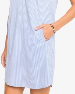 Southern Tide Kamryn Brrr°® Intercoastal Stripe Dress Cobalt Blue New