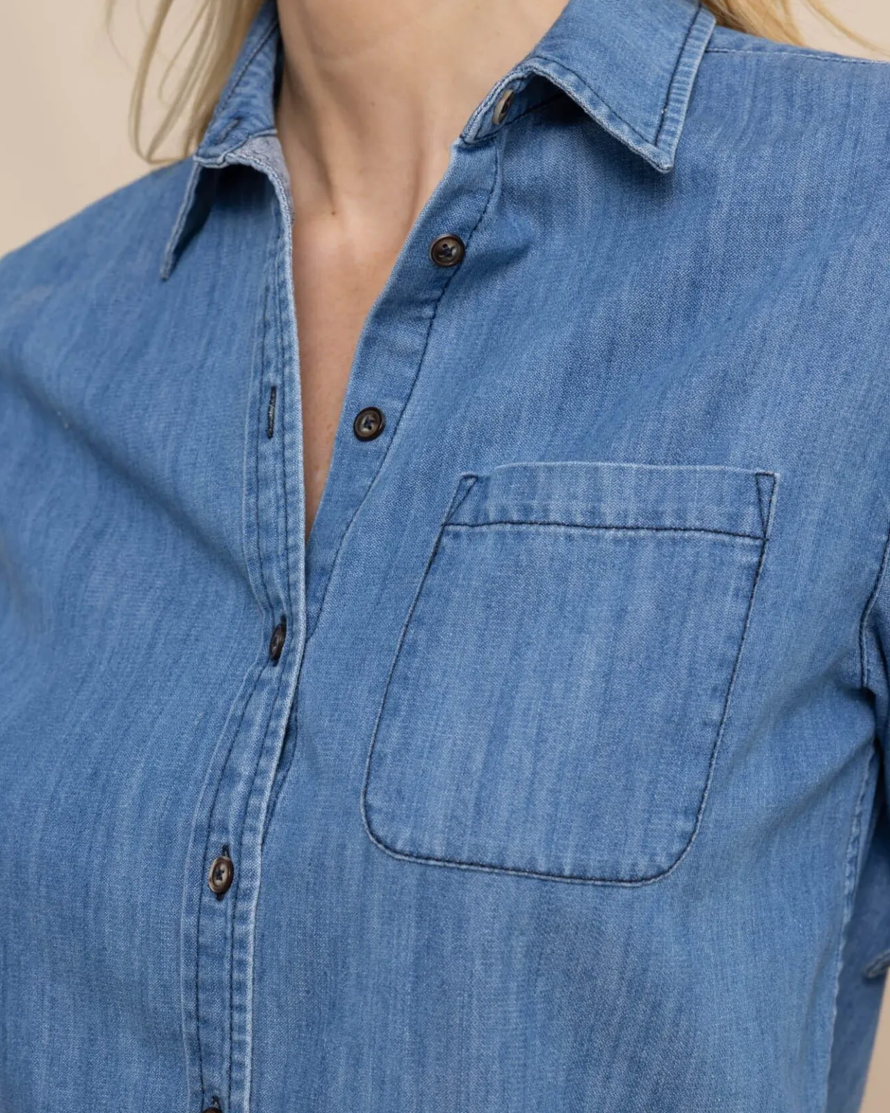 Southern Tide Katherine Denim Shirt Medium Wash Indigo Flash Sale