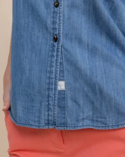 Southern Tide Katherine Denim Shirt Medium Wash Indigo Flash Sale