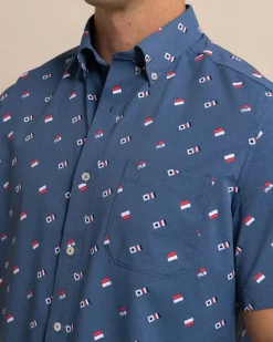 Southern Tide Keep It Nautical Intercoastal Heather Short Sleeve Sport Shirt Heather Aged Denim Online