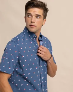 Southern Tide Keep It Nautical Intercoastal Heather Short Sleeve Sport Shirt Heather Aged Denim Online