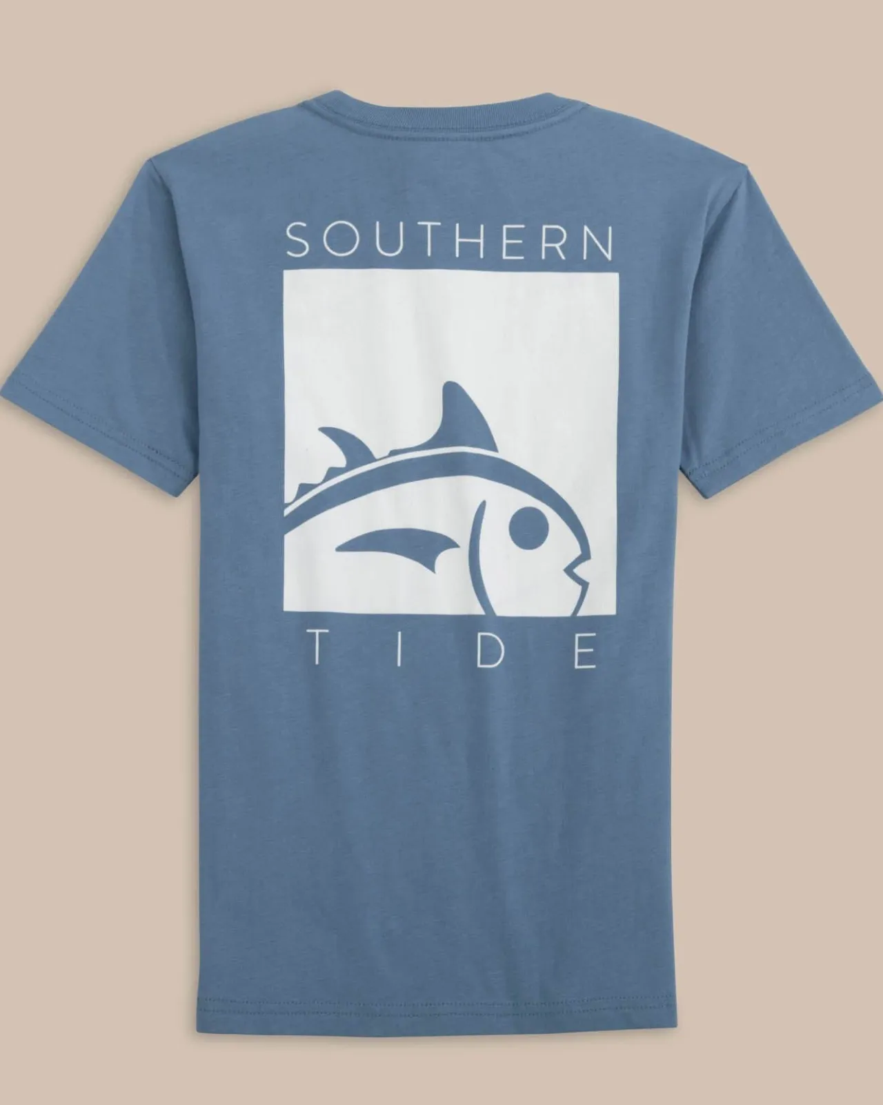 Southern Tide Kids Cropped Skipjack Box Short Sleeve T-Shirt Coronet Blue New