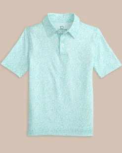 Southern Tide Kids Driver That Floral Feeling Printed Polo Wake Blue Discount