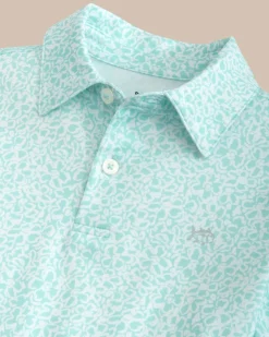 Southern Tide Kids Driver That Floral Feeling Printed Polo Wake Blue Discount
