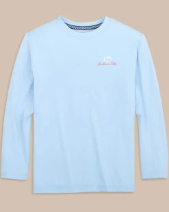 Southern Tide Kids Red, White, And Lure Long Sleeve Performance T-Shirt Clearwater Blue Cheap