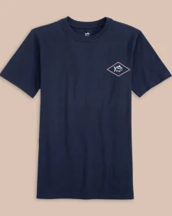 Southern Tide Kids Rod And Reel Flag Short Sleeve T-Shirt True Navy Sale