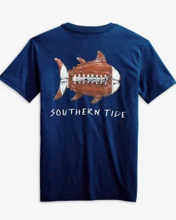 Southern Tide Kids Sketched Football Heather T-Shirt Online