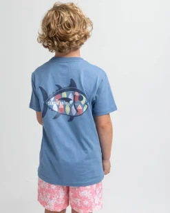 Southern Tide Kids Skipjack Lure Fill Short Sleeve T-Shirt Coronet Blue Best Sale