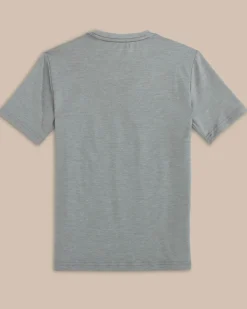 Southern Tide Kids St Tri Block Heather Short Sleeve Performance T-Shirt Heather Platinum Grey Sale