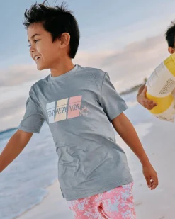 Southern Tide Kids St Tri Block Heather Short Sleeve Performance T-Shirt Heather Platinum Grey Sale