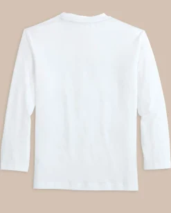 Southern Tide Kids St Triple Stack Ocean Front Graphic Long Sleeve Performance T-Shirt Classic White Store