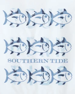 Southern Tide Kids St Triple Stack Ocean Front Graphic Long Sleeve Performance T-Shirt Classic White Store