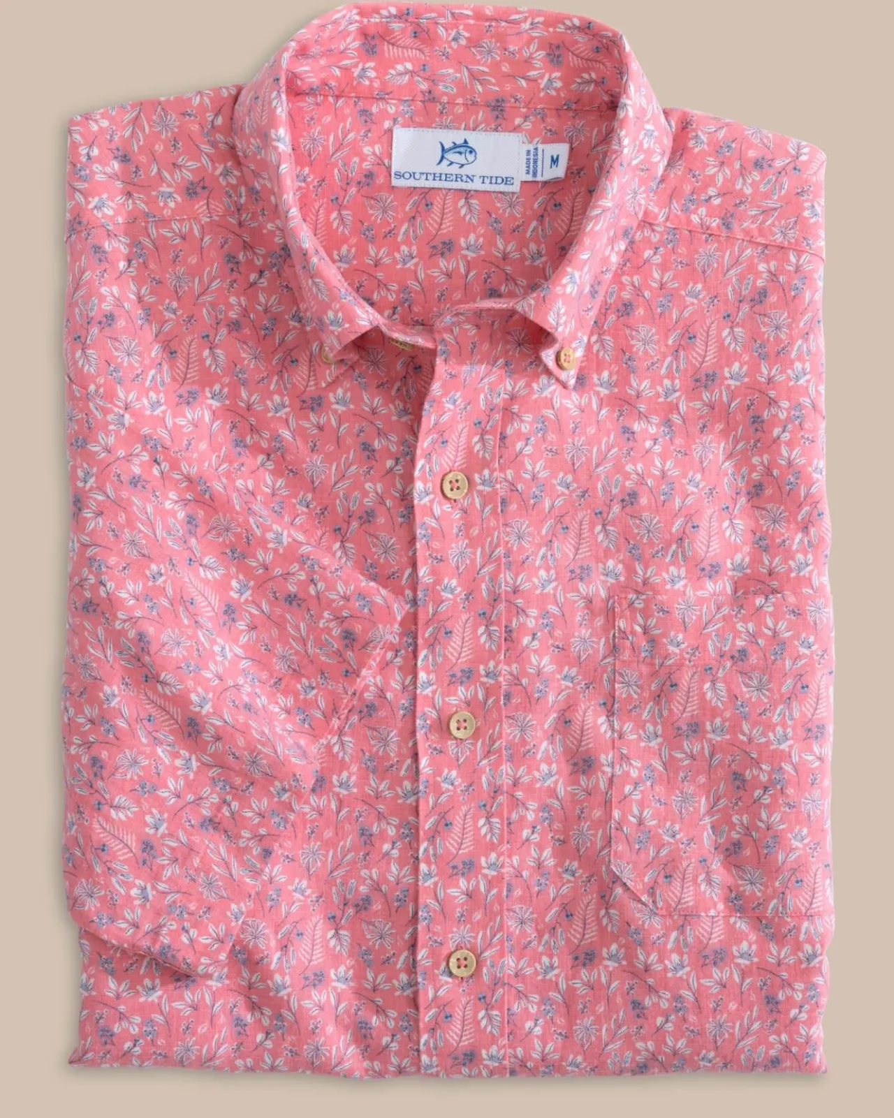 Southern Tide Linen Rayon Ditzy Floral Short Sleeve Sport Shirt Hot
