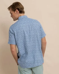 Southern Tide Linen Rayon Ditzy Floral Short Sleeve Sport Shirt Hot