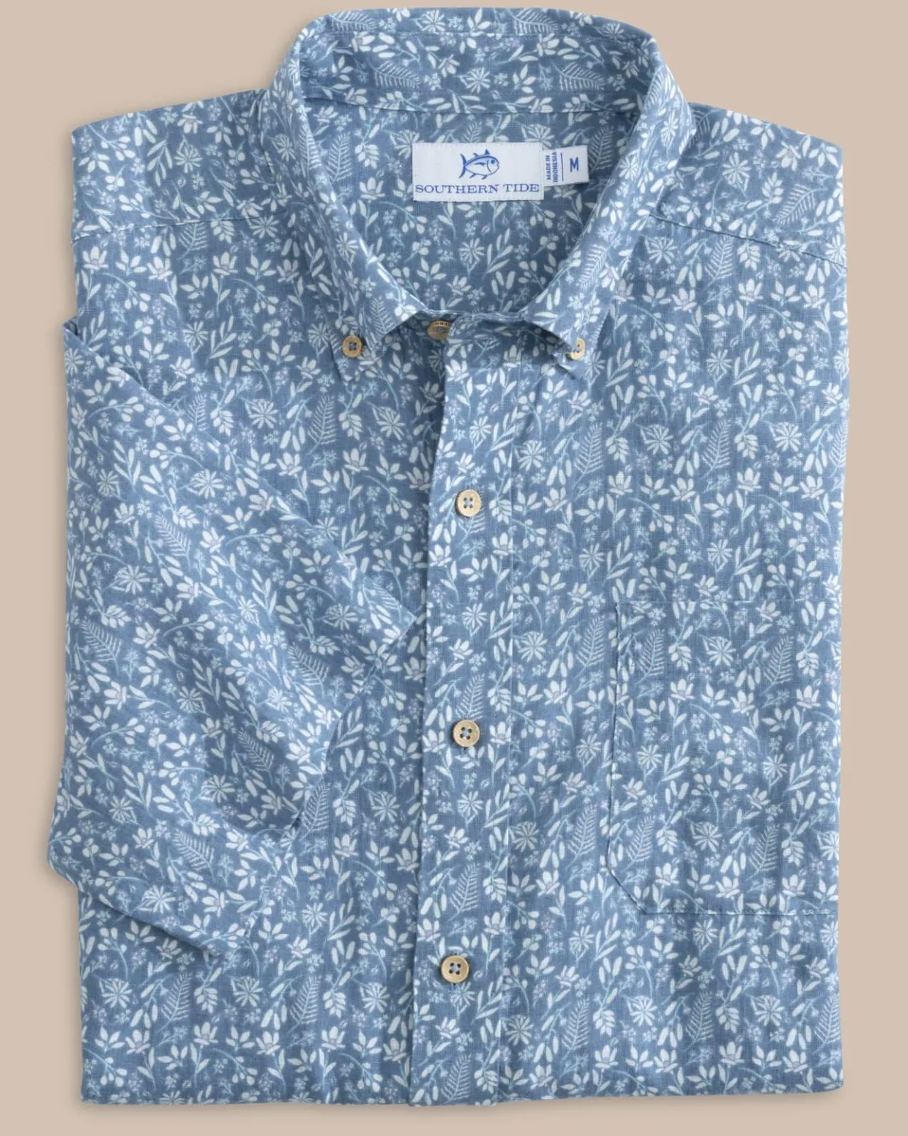 Southern Tide Linen Rayon Ditzy Floral Short Sleeve Sport Shirt Hot