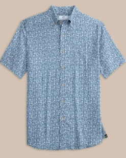 Southern Tide Linen Rayon Ditzy Floral Short Sleeve Sport Shirt Hot