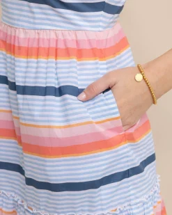 Southern Tide Linsey Set Sail Stripe Dress Conch Shell Flash Sale