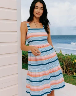 Southern Tide Linsey Set Sail Stripe Dress Conch Shell Flash Sale