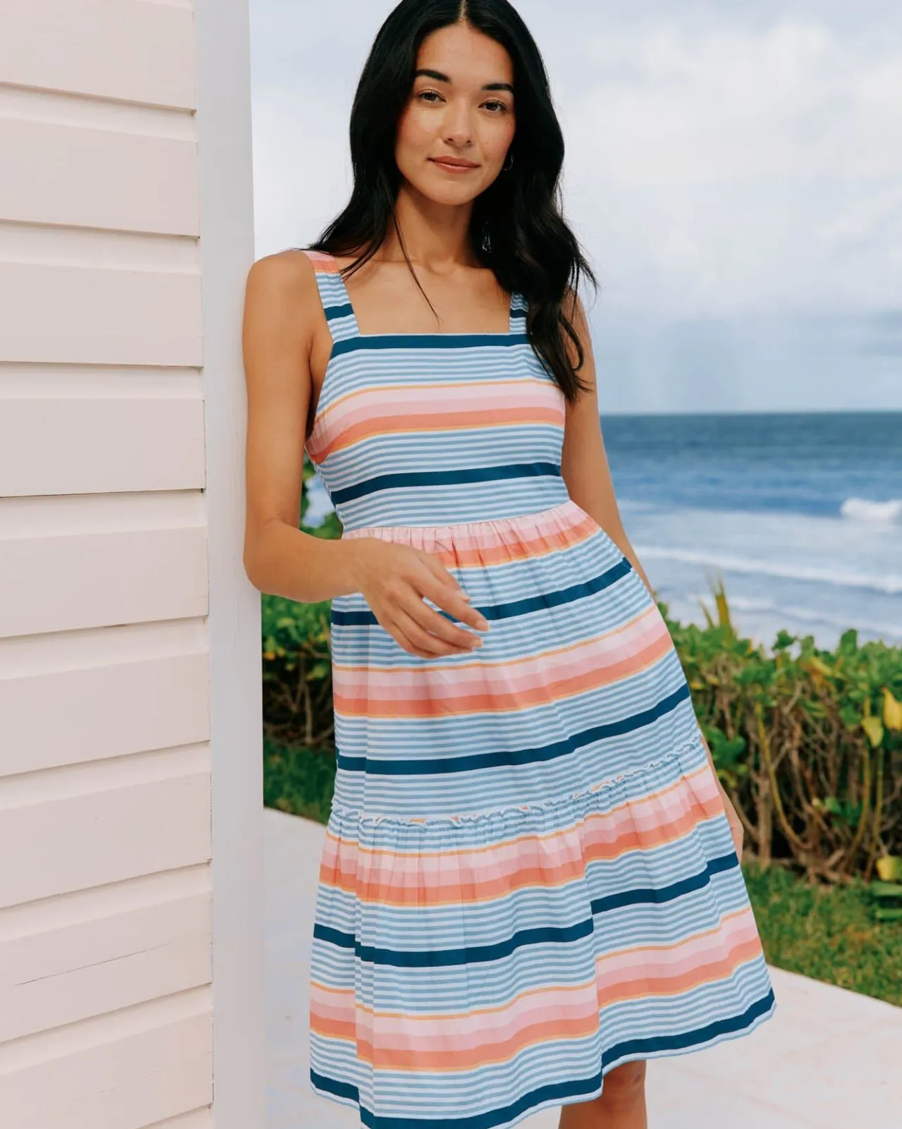 Southern Tide Linsey Set Sail Stripe Dress Conch Shell Flash Sale
