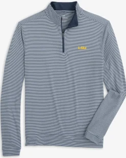 Southern Tide Lsu Tigers Cruiser Micro-Stripe Heather Quarter Zip Shop