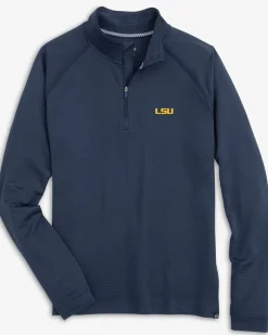 Southern Tide Lsu Tigers Scuttle Heather Quarter Zip Heather True Navy Fashion
