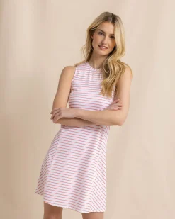 Southern Tide Lyllee Striped Performance Dress Classic White Fashion
