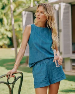 Southern Tide Mary Ellen Denim Short Medium Wash Indigo Best Sale