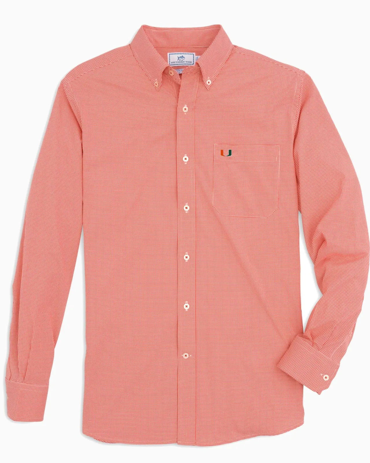 Southern Tide Miami Hurricanes Gingham Button Down Shirt Best