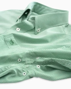 Southern Tide Micro Gingham Intercoastal Performance Sport Shirt True Navy Store