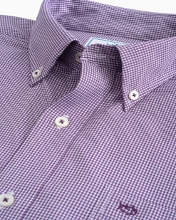 Southern Tide Micro Gingham Intercoastal Performance Sport Shirt True Navy Store
