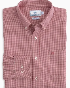 Southern Tide Micro Gingham Intercoastal Performance Sport Shirt True Navy Store