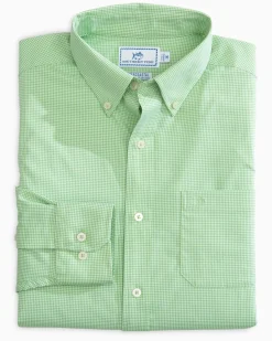 Southern Tide Micro Gingham Intercoastal Performance Sport Shirt True Navy Store