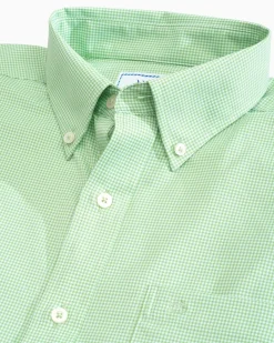 Southern Tide Micro Gingham Intercoastal Performance Sport Shirt True Navy Store