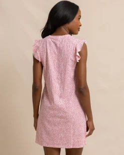 Southern Tide Mikala Floral Feeling Printed Sun Farer Dress Conch Shell New