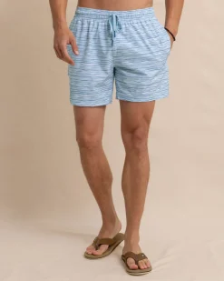 Southern Tide Ocean Water Stripe Swim Trunk Subdued Blue Cheap