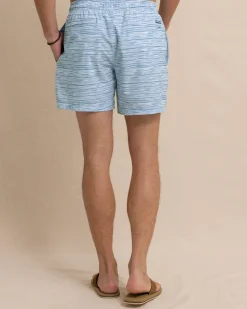 Southern Tide Ocean Water Stripe Swim Trunk Subdued Blue Cheap