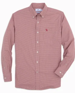 Southern Tide Oklahoma Sooners Gingham Button Down Shirt Crimson Shop