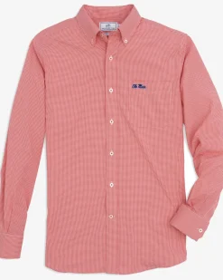 Southern Tide Ole Miss Rebels Gingham Button Down Shirt Varsity Red New