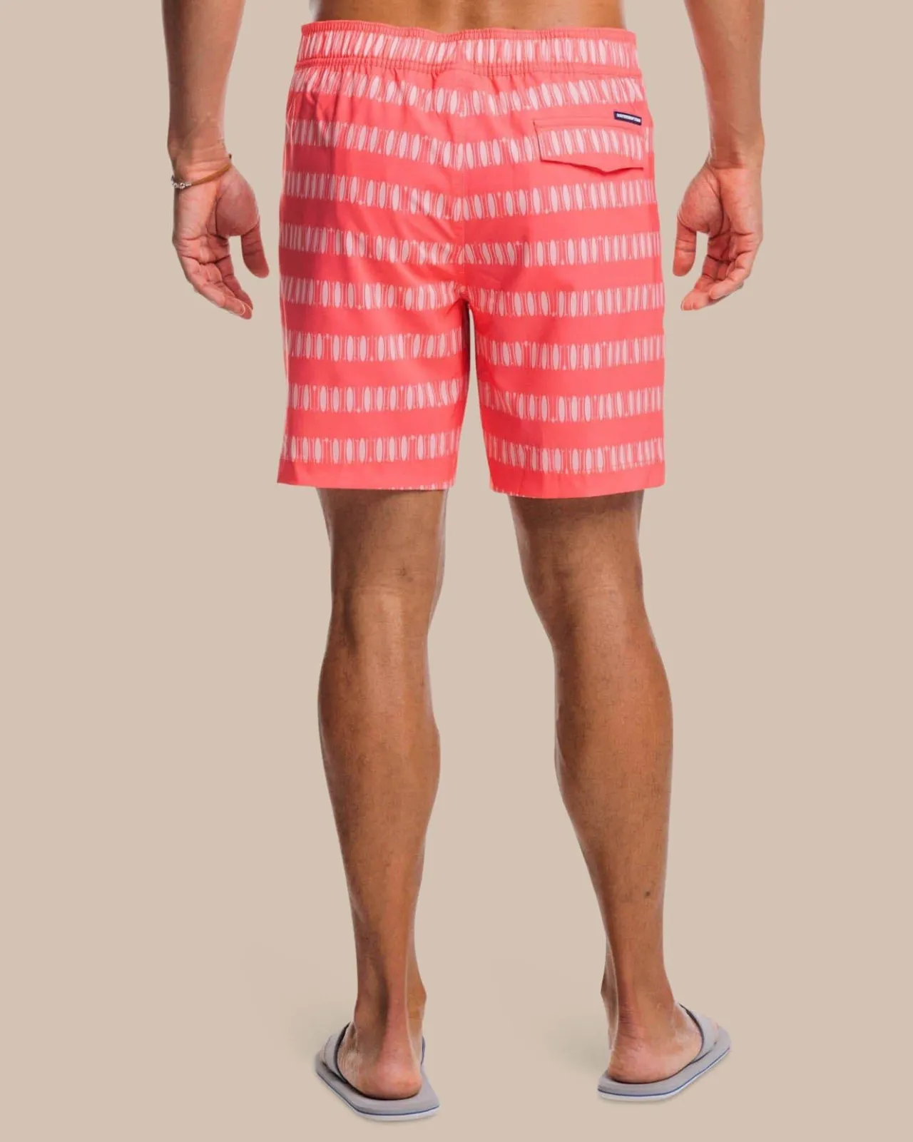 Southern Tide Paddlin' Out Printed Swim Short Sunkist Coral Discount