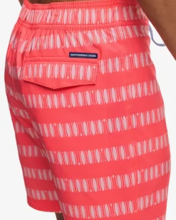 Southern Tide Paddlin' Out Printed Swim Short Sunkist Coral Discount