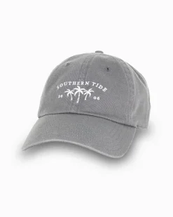 Southern Tide Palm Trio Leather Strap Hat Grey Sale