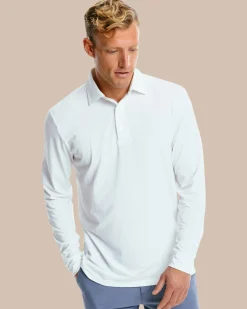 Southern Tide Ryder Long Sleeve Performance Polo Shirt Classic White Hot