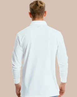 Southern Tide Ryder Long Sleeve Performance Polo Shirt Classic White Hot