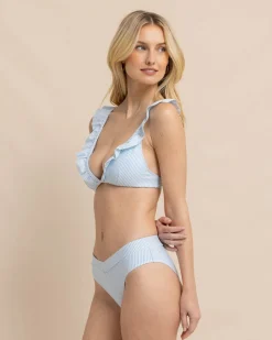 Southern Tide Seersucker Ruffle Bikini Top Clearwater Blue Discount