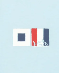 Southern Tide St Flag Left Chest Short Sleeve T-Shirt Chilled Blue Hot