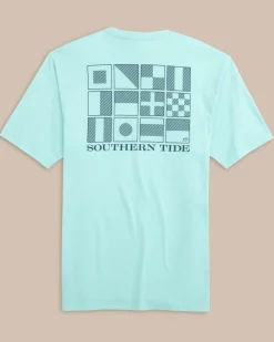 Southern Tide St Striped Flags Short Sleeve T-Shirt Wake Blue Fashion