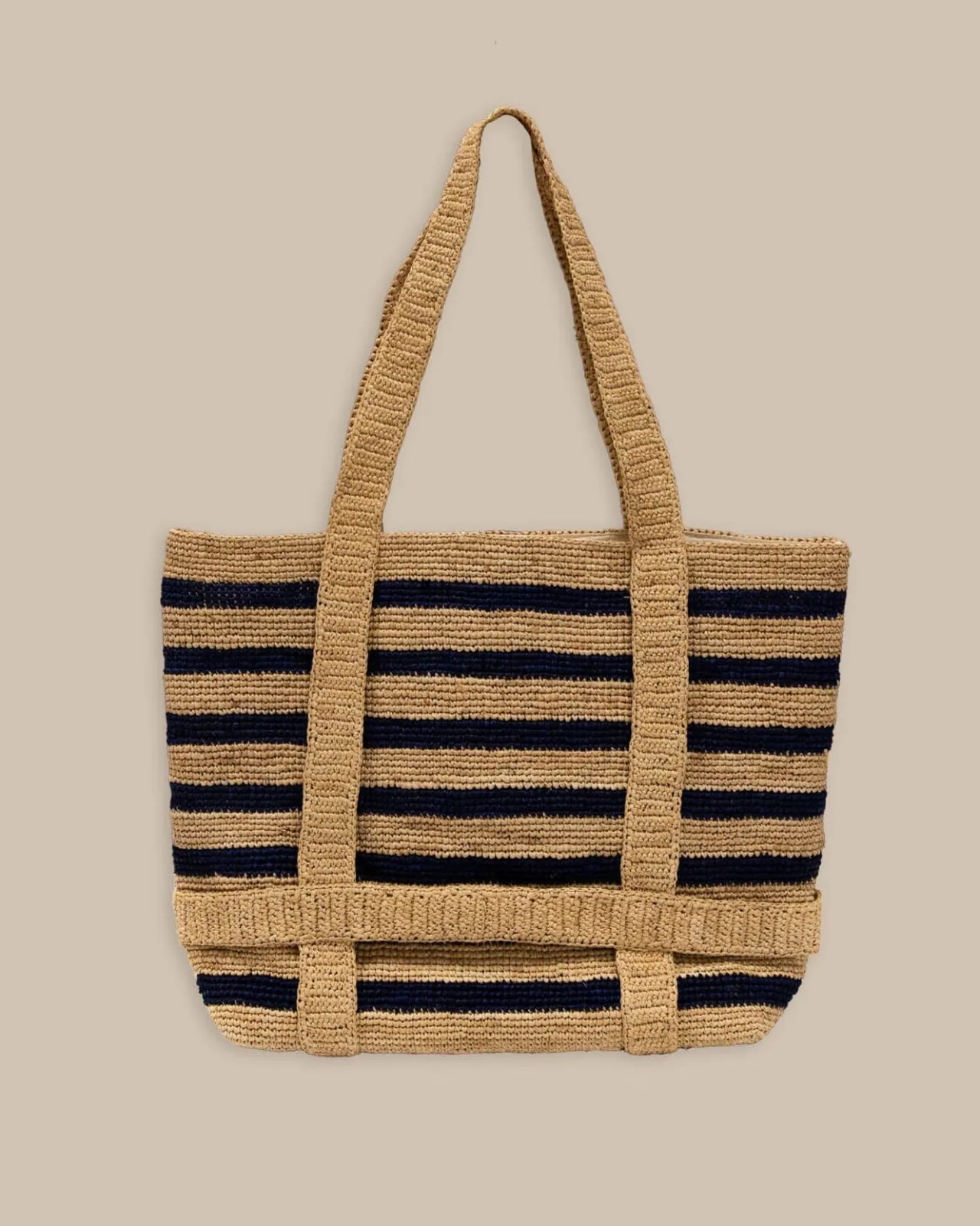 Southern Tide Striped Straw Hat Carrier Beach Tote Navy Store