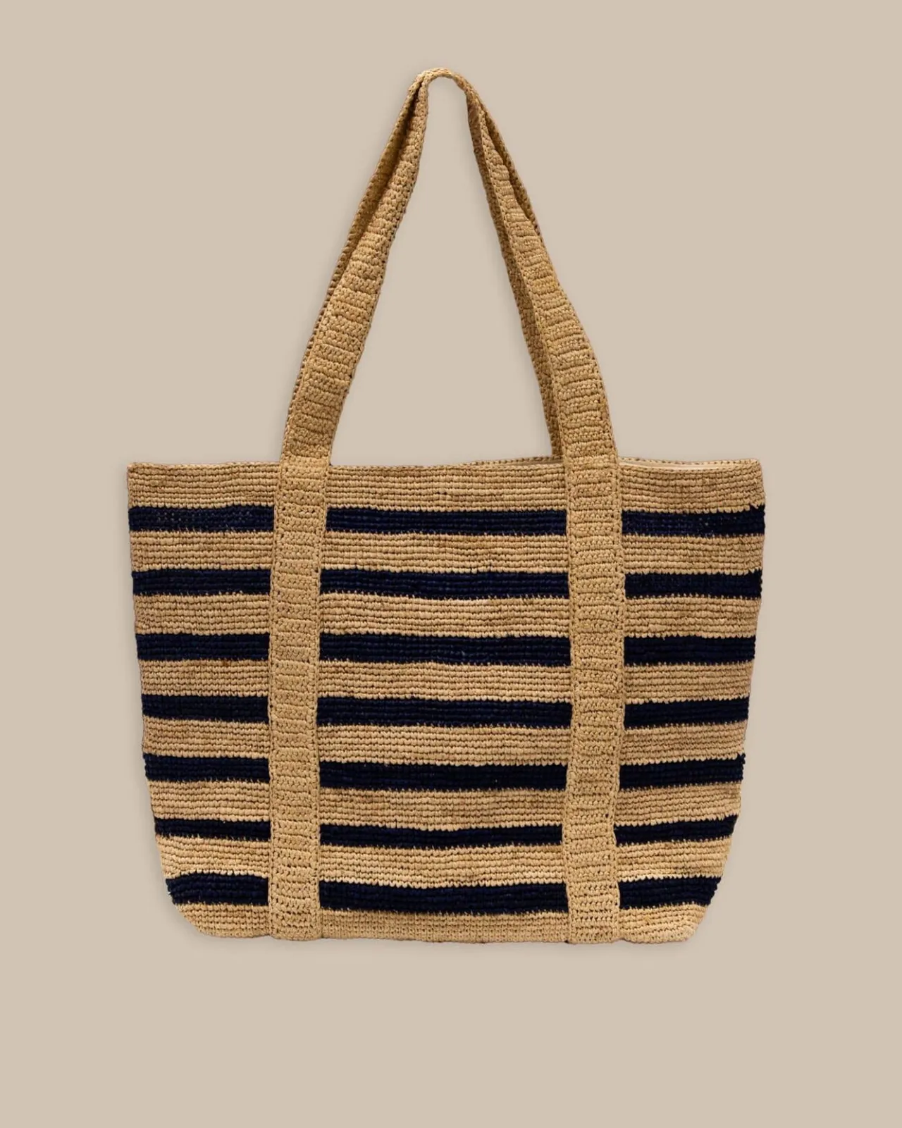 Southern Tide Striped Straw Hat Carrier Beach Tote Navy Store
