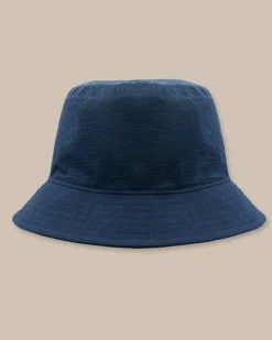 Southern Tide Sun Washed Seersucker Bucket Hat Navy Outlet