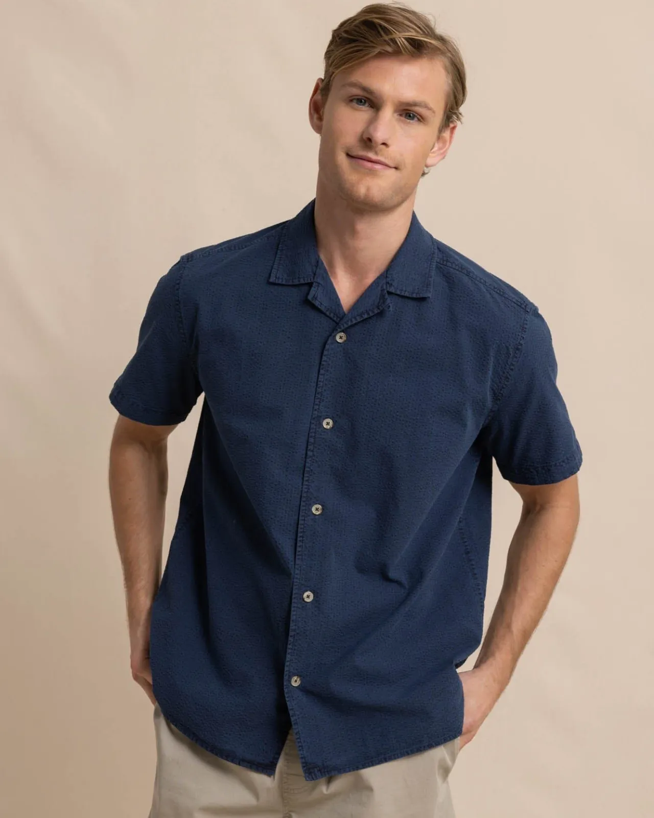 Southern Tide Sun Washed Seersucker Camp Short Sleeve Sport Shirt Outlet